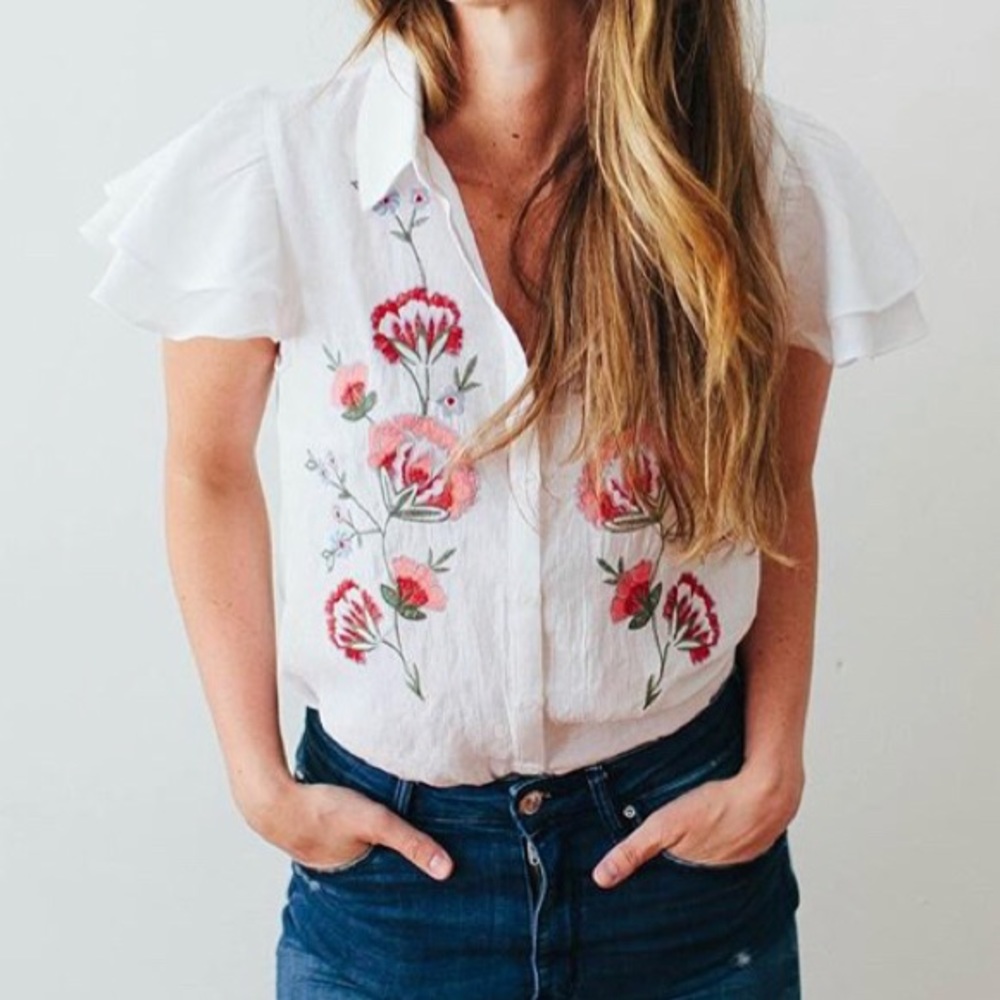 Button up embroidered top